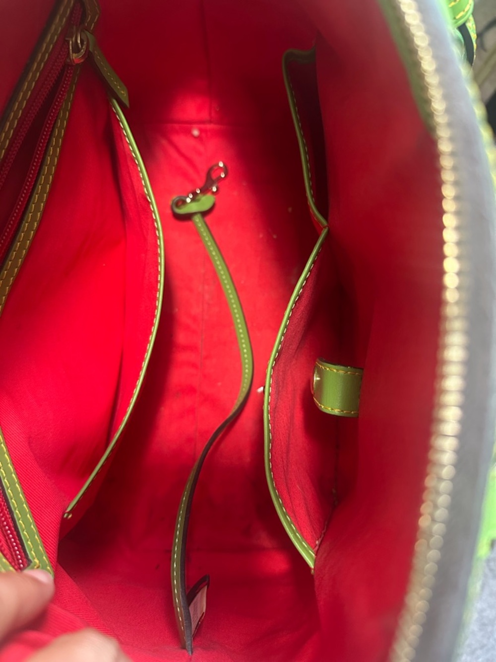 Dooney & Bourke Green Leather Satchel with Crossbody Strap - Picture 5 of 8